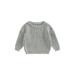 Qtinghua Toddler Baby Girl Boy Knit Sweater Long Sleeve Crewneck Sweatshirt Pullover Tops Kids Fall Winter Warm Clothes Gray 2-3 Years