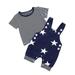 Summer Savings Clearance! Itsun Toddler Boy Outfits Toddler Kid Baby Boys Summer Striped Tee Star Print Suspenders Suit Blue 92