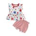 kpoplk 4th of July Baby Girl Outfits Toddler Kids Girls 4th Of July Outfits Tassel Sleeveless Baby Girl American Flag Outfit(Red 6-9 M)