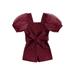 TFFR Kids Baby Girls Shorts Jumpsuit Toddler Square Neck Ribbed Mesh Short Sleeve Romper with Belt