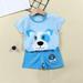 Herrnalise Toddler Baby Boys Girl Summer Short Sleeve Comfy Outfit Infant Kid Cartoon Print Short Sleeve Shirt Top+shorts Suits Cute Clothing Set Casual Outfits Set 6M-6T