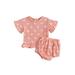 2pcs Newborn Baby Girl Shorts Set Short Sleeve Floral Print T Shirt Tops + Shorts Infant Summer Outfits