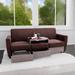 Latitude Run® Chenille Sofa w/ Storage Drawers & Coffee Table Chenille, Wood in Brown | 32.68 H x 77.95 W x 31.1 D in | Wayfair