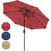 Simple Deluxe 9 Solar Powered Aluminum Polyester LED Lighted Patio Umbrella Adjustment and UV-Resistant Fabric Red