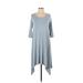 Matilda Jane Casual Dress - Midi Scoop Neck 3/4 sleeves: Gray Print Dresses - Women's Size Small
