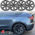 Set of 4 Wheel Rim Cover Hubcaps Caps for Tesla Model Y 2020-2023 19 Inch Wheel Matte Black Rim Protectors Replacement Hub Caps Cyclone Style