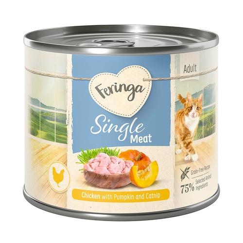 6x200g Adult Chicken, Pumpkin, Catnip Single Meat Feringa Wet Cat Food