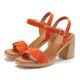 Riemchensandalette LASCANA Gr. 36, orange Damen Schuhe Strandschuhe Sandale aus weichem Leder mit Blockabsatz