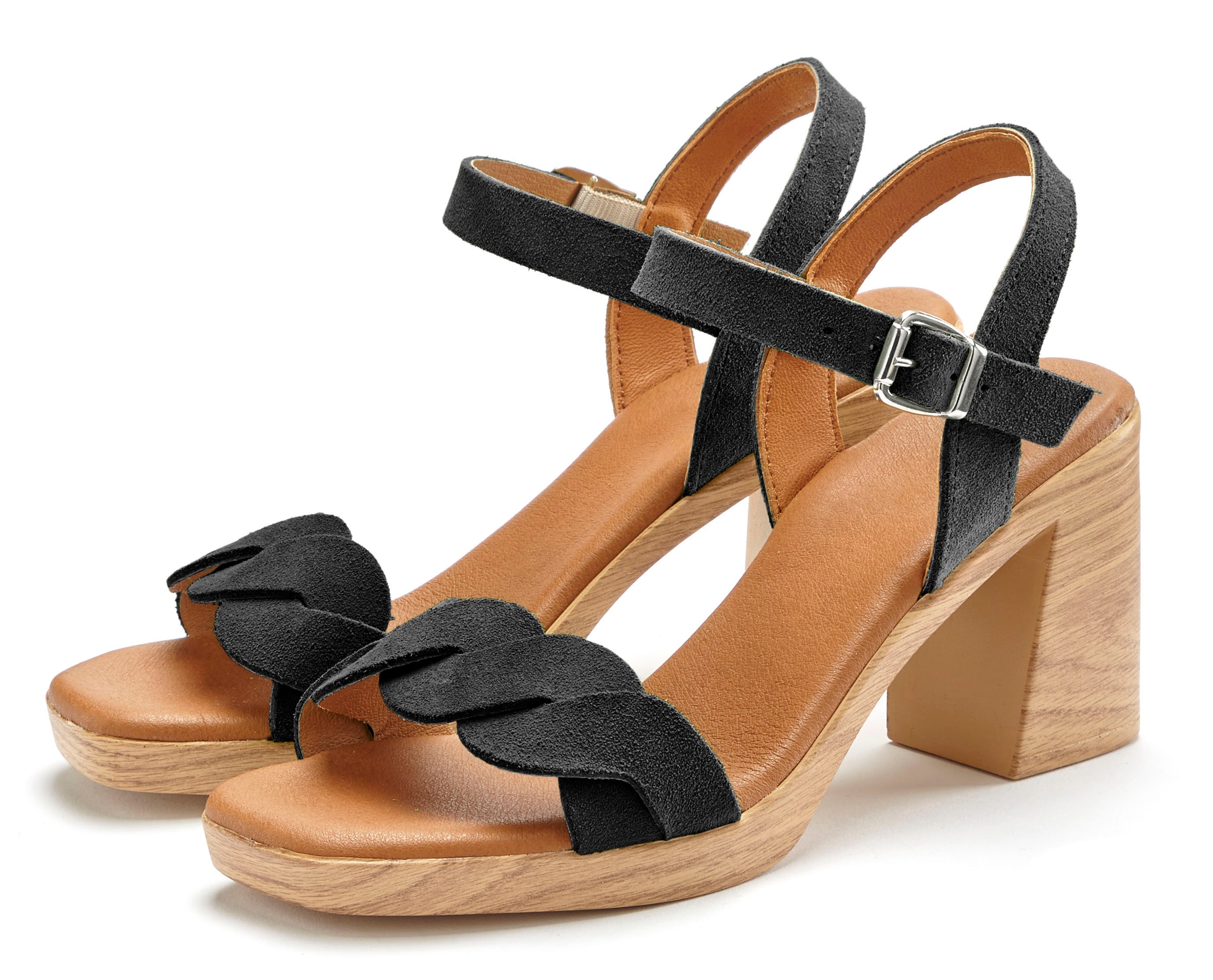 Riemchensandalette LASCANA "Sandale, Sandalette, Sommerschuh", Damen, Gr. 39, schwarz, Obermaterial: 100% Rindsleder. Futter: 50% Lederimitat, 50% Polyester. Decksohle: 50% Lederimitat, 50% Polyester. Laufsohle: 100% Synthetik, unifarben, Schuhe,...