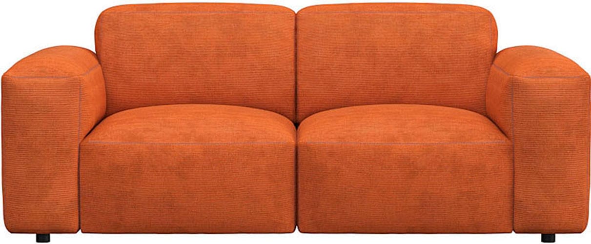 2-Sitzer FLEXLUX "Lucera Sofa, super bequem durch hochwertigen Sitzaufbau mit Kaltschaum", orange (burned orange), B:187cm H:73cm T:102cm, 85% Polyester/15%Polyamide, Sofas, Designsofa, modern & anschmiegsam