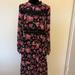 Nine West Dresses | Nwot Nine West Lace-Trim Floral Chiffon Midi Dress | Color: Black/Pink | Size: 14