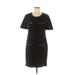 J.Crew Factory Store Casual Dress - Sheath Scoop Neck Short sleeves: Black Print Dresses - Women's Size 6