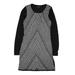 Mossimo Casual Dress - Shift Crew Neck Long sleeves: Black Chevron/Herringbone Dresses - Women's Size Medium