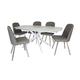 Evolution Motion Dining Table in White with 4 Dining Chairs
