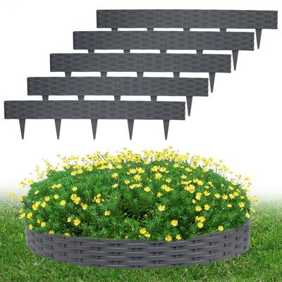 AUFUN 30m Rattan Rasenkante Beeteinfassung mit 30 Elemente á 100 cm, Rattan-Optik Design Image