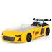 Zoomie Kids Tori Twin Cars Standard Bed Upholstered in Yellow | 21.6 H x 51.1 W x 92.5 D in | Wayfair CC25CDE8ED674E9FB5E37836CC54B756