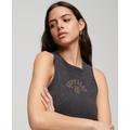 Superdry Women's Athletic Essentials Waffle Cropped Tank Top Dark Grey / Washed Black - Size: 14