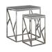 25 Inch Modern Nesting Side Tables, Glass, Gemstones, Metal, Set of 2, Grey - 23.5 H x 16 W x 21.75 L Inches