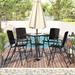 Outdoor Patio PE Wicker 5-Piece Counter Height Dining Table Set,Brown