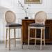 2pcs French Style Barstools with Upholstered Seating and Rattan Back