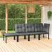 vidaXL Patio Corner Chair with Cushions Black and Gray Poly Rattan