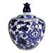 10 Inch Lidded Jar, Round Persian Floral Print, Blue and White Porcelain - 8L x 8W x 10H, in inches