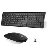 UrbanX Plug and Play Compact Rechargeable Wireless Bluetooth Full Size Keyboard and Mouse Combo for Jensen JTV4015DC TV - Windows macOS iPadOS Android PC Mac Laptop Smartphone Tablet -Black