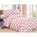 Violet Linen French Pink Waves Chevron Pattern, 200 Thread Count Poly-Cotton Percale, Pink, 6 Piece, Bedding Duvet Cover Set