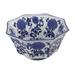 11 Inch Decorative Bowl with Floral Pattern on Blue and White Porcelain - 6 H x 10.5 W x 10.5 L Inches