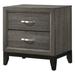 25 Inch Modern 2 Drawer Nightstand, Metal Handle, Grey Foil Finish