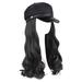 Homemaxs Women Hair Wig One-Piece Hat Wig Long Curly Wig Fashion Hairpiece Hair Extension Hat Black