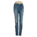 White House Black Market Jeans - Low Rise Skinny Leg Denim: Blue Bottoms - Women's Size 2 - Distressed Wash