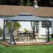 Royard Oaktree Patio Gazebo 13x10 Ft Outdoor Canopy Gazebo with Mosquito Netting and Corner Shelf Ventilation Double Roof Party Tent for Lawn Backyard Garden Deck Gray