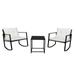 Tcbosik 2pcs Coffee Table 1pc Exposed Rocking Chair Three-Piece Set Black