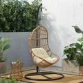 Christopher Knight Home Lombard Rattan Hanging Chair by - 400 lb limit Light Brown + Black + Beige