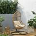 Christopher Knight Home Lombard Rattan Hanging Chair by - 400 lb limit Light Brown + Black + Beige