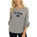 Women's Gray Michigan Wolverines Renatta Striped Ruffle 3/4-Sleeve T-Shirt