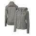 Women's Cutter & Buck Heather Gray Green Bay Packers Helmet Logo Mainsail Sweater-Knit Full-Zip Hoodie