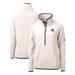 Women's Cutter & Buck White New England Patriots Helmet Logo Cascade Eco Sherpa Fleece Half-Zip Pullover Jacket