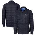 Men's Cutter & Buck Navy New England Patriots Helmet Rainier PrimaLoft Eco Insulated Quilted Button-Up Shacket