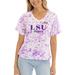 Women's Purple LSU Tigers Faye Ruffle V-Neck T-Shirt