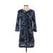 Abercrombie & Fitch Casual Dress - Shirtdress: Blue Paint Splatter Print Dresses - Women's Size Small