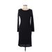 MNG Casual Dress - Sheath Scoop Neck Long sleeves: Black Print Dresses - Women's Size Medium