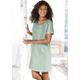 Sleepshirt VIVANCE DREAMS, Damen, Gr. 56/58, N-Gr, grün, Single Jersey, Obermaterial: 100% Baumwolle, gestreift, bestickt, casual, bequem mini, Rundhals, Kurzarm Raglanärmel, Kleider