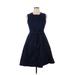 Derek Lam Collective Casual Dress - A-Line Crew Neck Sleeveless: Blue Print Dresses - Women's Size 52