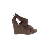 Michael Antonio Wedges: Tan Print Shoes - Women's Size 7 - Open Toe