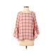 LC Lauren Conrad Long Sleeve Blouse: Pink Plaid Tops - Women's Size Small