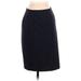 Ann Taylor Wool Skirt: Blue Solid Bottoms - Women's Size 2 Petite