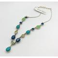 Nine West Jewelry | Necklace Blue And Green Gems Silver Tone 16" Length Nwt By Nine West | Color: Blue/Green | Size: Os