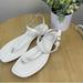 J. Crew Shoes | J. Crew Abbie Ankle Strap Thong Leather Sandals In White Size 8 | Color: White | Size: 8